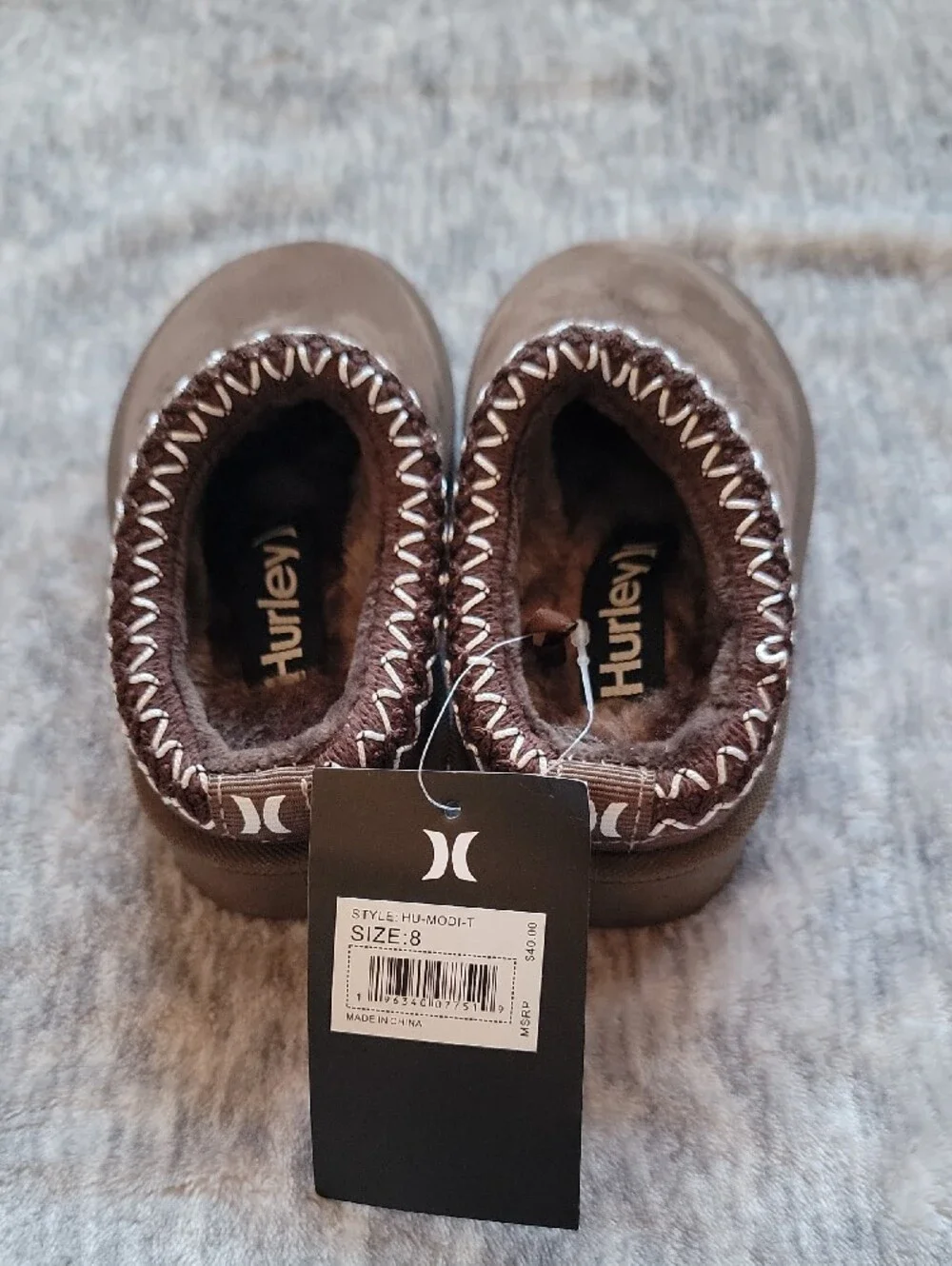 Hurley Toddler Brown Cozy Slip-Ons Size 8